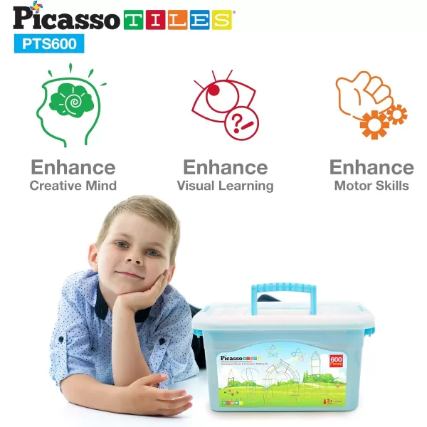 PicassoTiles 600pc Construction Toy Straw Building Set Children STEM Learning Interlocking Building Toys Creative Straw Connecting Builder Kits Early Education Kit for Kids Boys amp Girls Ages 3 PTS600Straw600pc