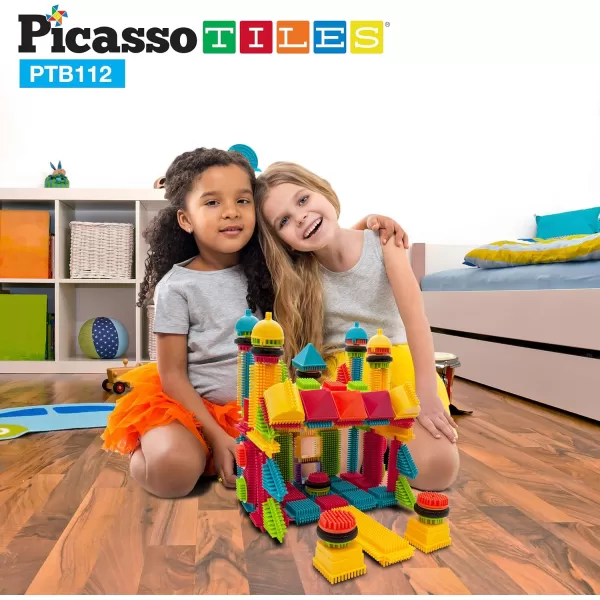 PicassoTiles 600pc Construction Toy Straw Building Set Children STEM Learning Interlocking Building Toys Creative Straw Connecting Builder Kits Early Education Kit for Kids Boys amp Girls Ages 3 PTS600Bristle112pc