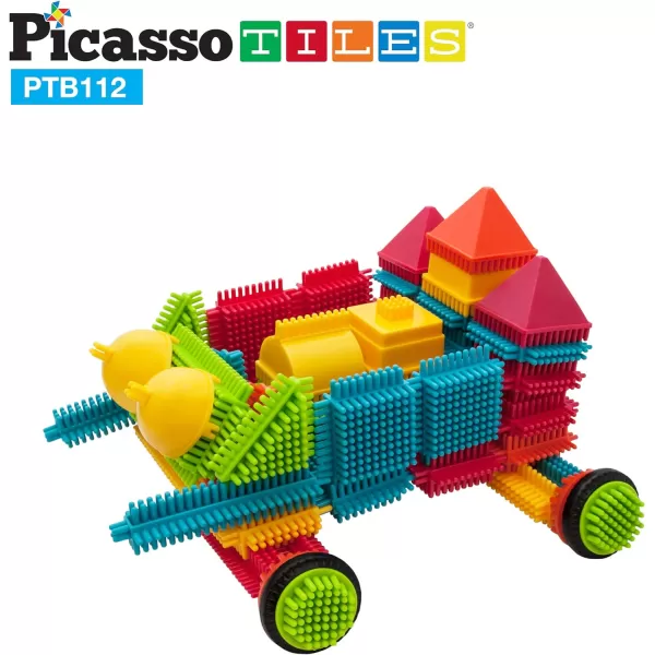 PicassoTiles 600pc Construction Toy Straw Building Set Children STEM Learning Interlocking Building Toys Creative Straw Connecting Builder Kits Early Education Kit for Kids Boys amp Girls Ages 3 PTS600Bristle112pc