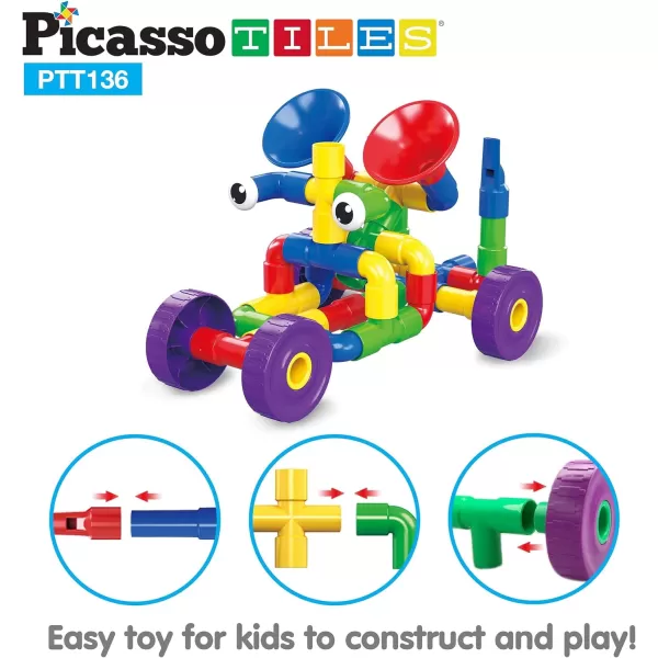 PicassoTiles 600pc Construction Toy Straw Building Set Children STEM Learning Interlocking Building Toys Creative Straw Connecting Builder Kits Early Education Kit for Kids Boys amp Girls Ages 3 PTS600PTT136