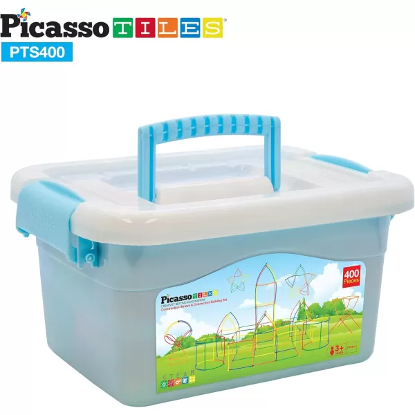 PicassoTiles 600pc Construction Toy Straw Building Set Children STEM Learning Interlocking Building Toys Creative Straw Connecting Builder Kits Early Education Kit for Kids Boys amp Girls Ages 3 PTS600Straw400pc