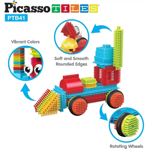 PicassoTiles 600pc Construction Toy Straw Building Set Children STEM Learning Interlocking Building Toys Creative Straw Connecting Builder Kits Early Education Kit for Kids Boys amp Girls Ages 3 PTS600Brstle41pc