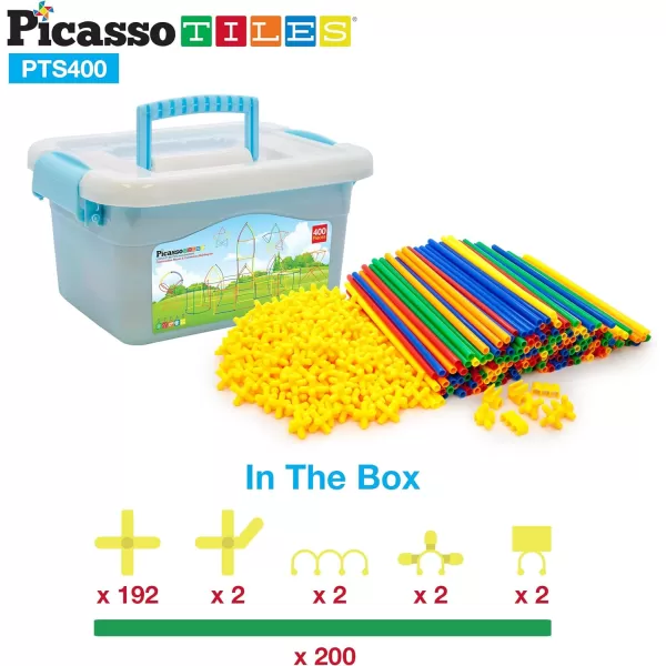 PicassoTiles 600pc Construction Toy Straw Building Set Children STEM Learning Interlocking Building Toys Creative Straw Connecting Builder Kits Early Education Kit for Kids Boys amp Girls Ages 3 PTS600Straw400pc