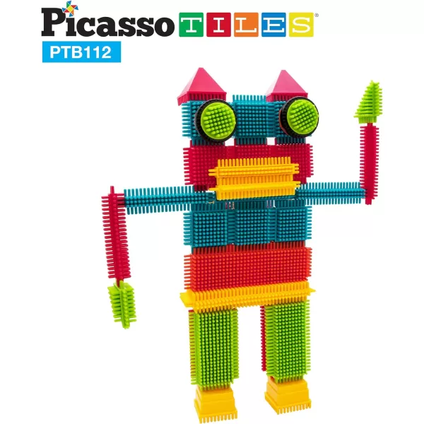 PicassoTiles 600pc Construction Toy Straw Building Set Children STEM Learning Interlocking Building Toys Creative Straw Connecting Builder Kits Early Education Kit for Kids Boys amp Girls Ages 3 PTS600Bristle112pc