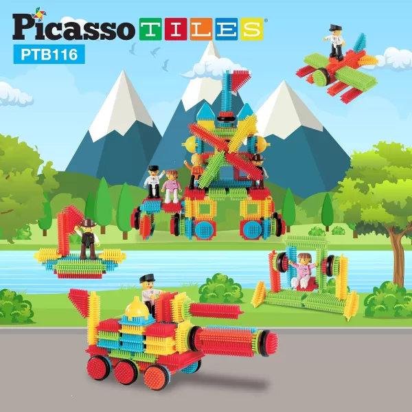 PicassoTiles 600pc Construction Toy Straw Building Set Children STEM Learning Interlocking Building Toys Creative Straw Connecting Builder Kits Early Education Kit for Kids Boys amp Girls Ages 3 PTS600Brstle116pc