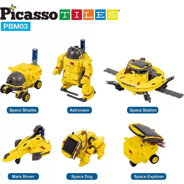 PicassoTiles STEM Kids Solar Powered Transformer Robot Educational Learning Engineering Building Toy 12in1 Creative Unique Transformation Renewable Energy Science Experiment DIY Kit Boy Girl Age 86in1 Aerospace