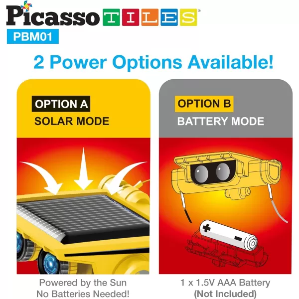 PicassoTiles STEM Kids Solar Powered Transformer Robot Educational Learning Engineering Building Toy 12in1 Creative Unique Transformation Renewable Energy Science Experiment DIY Kit Boy Girl Age 812in1 Robot