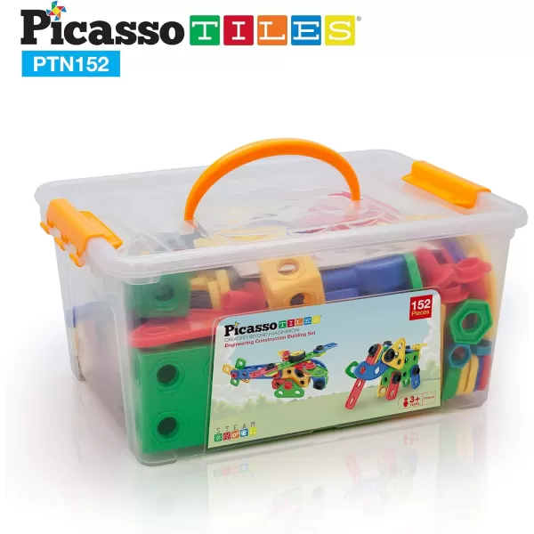 PicassoTiles STEM Kids Solar Powered Transformer Robot Educational Learning Engineering Building Toy 12in1 Creative Unique Transformation Renewable Energy Science Experiment DIY Kit Boy Girl Age 8152PC w Bin