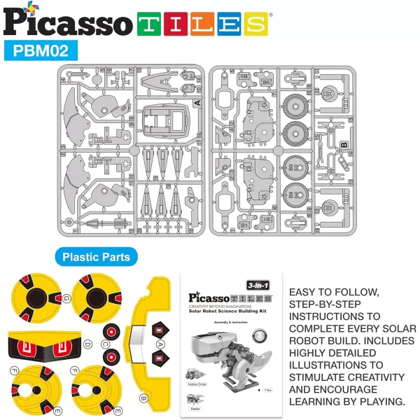 PicassoTiles STEM Kids Solar Powered Transformer Robot Educational Learning Engineering Building Toy 12in1 Creative Unique Transformation Renewable Energy Science Experiment DIY Kit Boy Girl Age 83in1 Dinosaur
