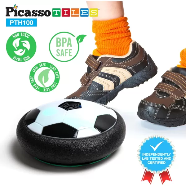 PicassoTiles Soccer Hoverball Air Hockey Electric Power Airlifted Hover Ball Indoor Floating Airflow Hovering LED Light and Soft Bumper Battery Powered Training and Playing Age 3 and up PTH100PicassoTiles Soccer Hoverball Air Hockey Electric Power Airlifted Hover Ball Indoor Floating Airflow Hovering LED Light and Soft Bumper Battery Powered Training and Playing Age 3 and up PTH100