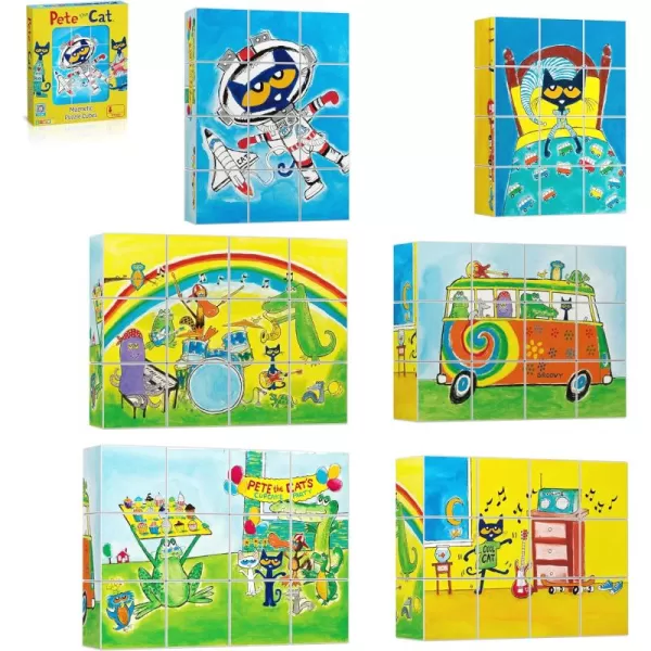 Picasso Cubes 1 Magnetic Puzzle Cubes 108 Piece Magnet Construction Building Block Set Sensory Toy Early Education STEM Learning Free Ideabook with 50 Ideas Children Age 3 Boy Girl PMC108Pete the Cat