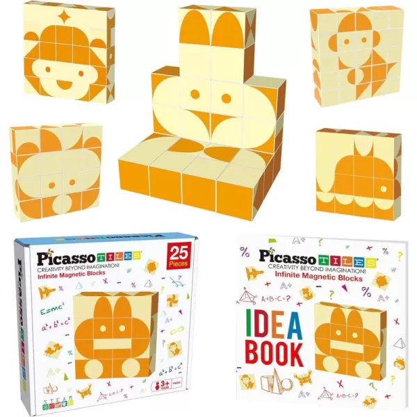 Picasso Cubes 1 Magnetic Puzzle Cubes 108 Piece Magnet Construction Building Block Set Sensory Toy Early Education STEM Learning Free Ideabook with 50 Ideas Children Age 3 Boy Girl PMC108Rabbit