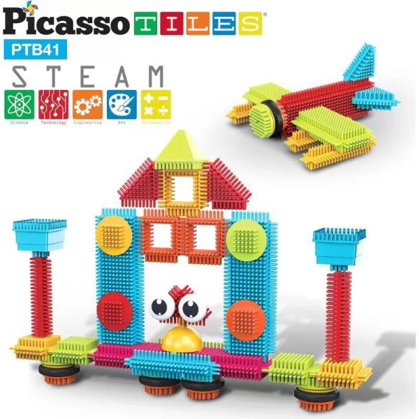 PicassoTiles 600pc Construction Toy Straw Building Set Children STEM Learning Interlocking Building Toys Creative Straw Connecting Builder Kits Early Education Kit for Kids Boys amp Girls Ages 3 PTS600Brstle41pc