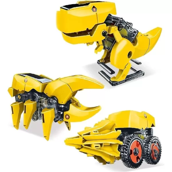 PicassoTiles STEM Kids Solar Powered Transformer Robot Educational Learning Engineering Building Toy 12in1 Creative Unique Transformation Renewable Energy Science Experiment DIY Kit Boy Girl Age 83in1 Dinosaur