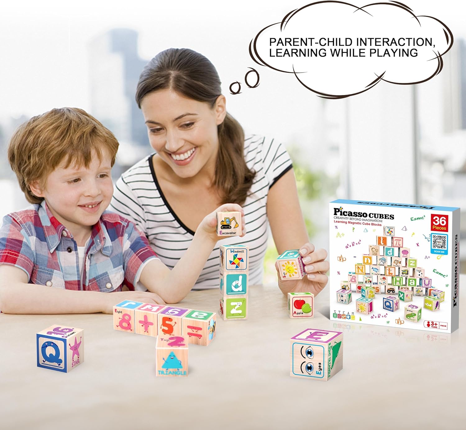 Magnetic Cubes Magnet Building Block Sensory Activity Center 1quot Puzzle Cube 216 Pattern Early Education Toy Letter Alphabet Number Shape STEAM Learning Blocks Boy Girl Toddlers 3 Montessori