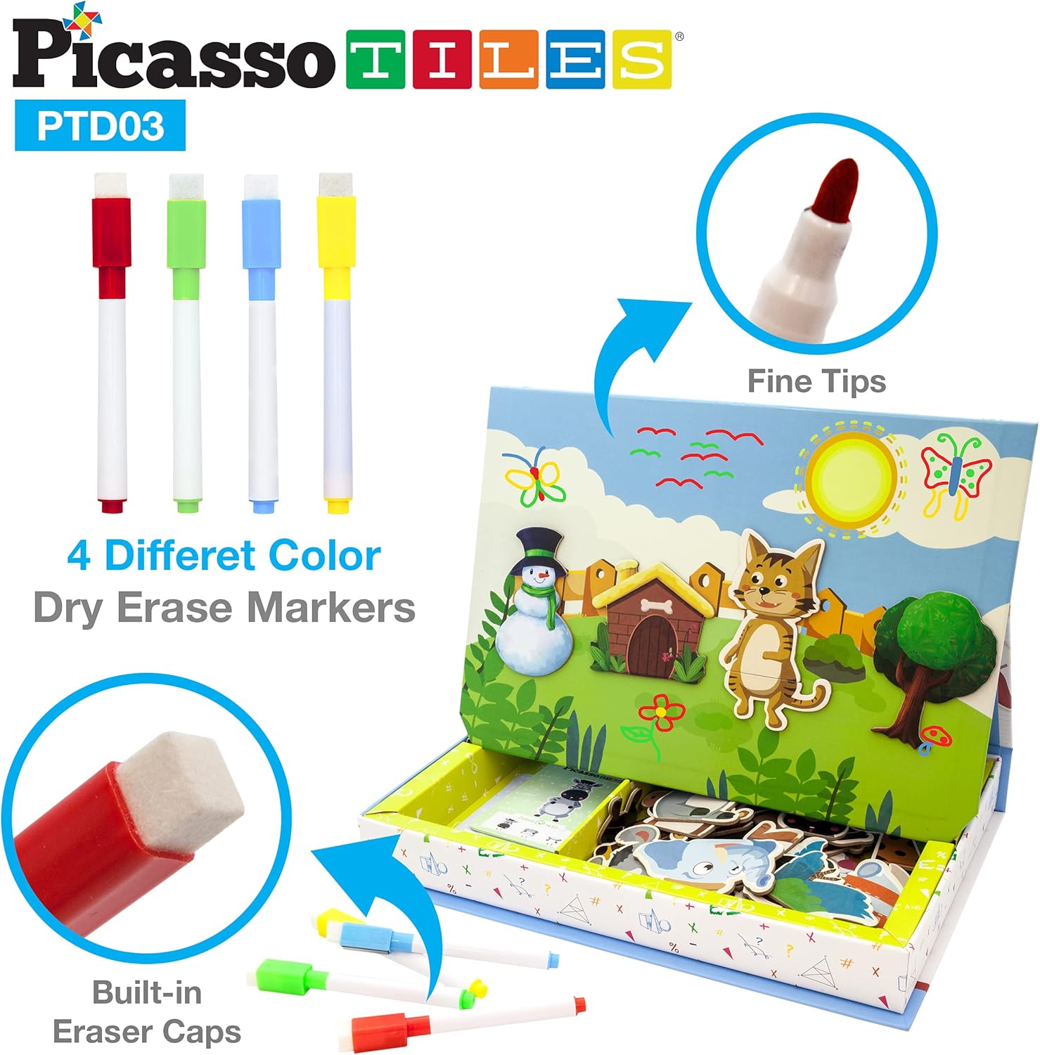 PicassoTiles 112 Piece Magnetic Mix ampamp Match Animal Building Activity DIY Combination Puzzle Book Kid Toy Set Educational Playset STEM Learning 20 FREE Unique Animals Creative Inspirational Idea Cards