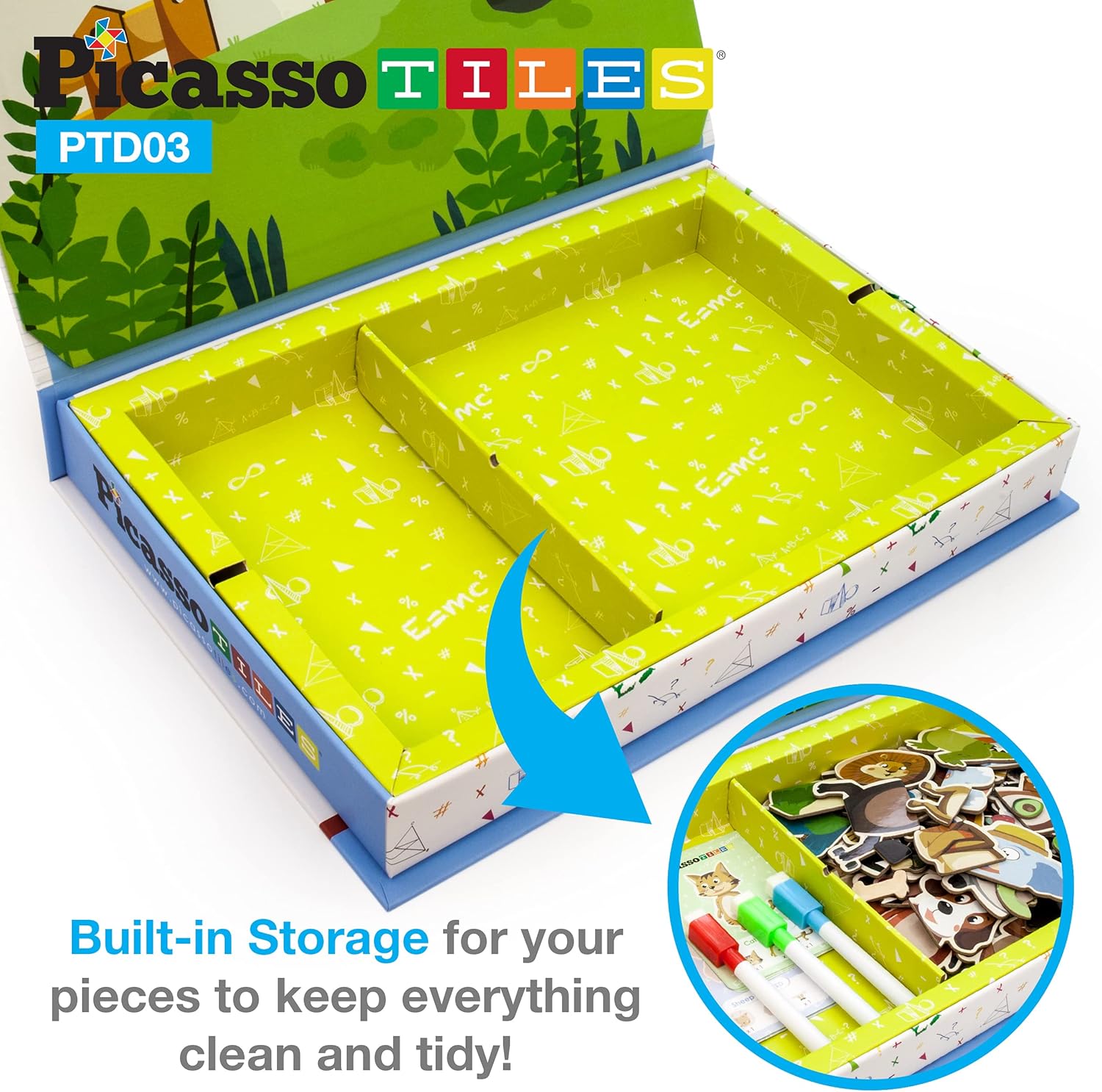 PicassoTiles 112 Piece Magnetic Mix ampamp Match Animal Building Activity DIY Combination Puzzle Book Kid Toy Set Educational Playset STEM Learning 20 FREE Unique Animals Creative Inspirational Idea Cards