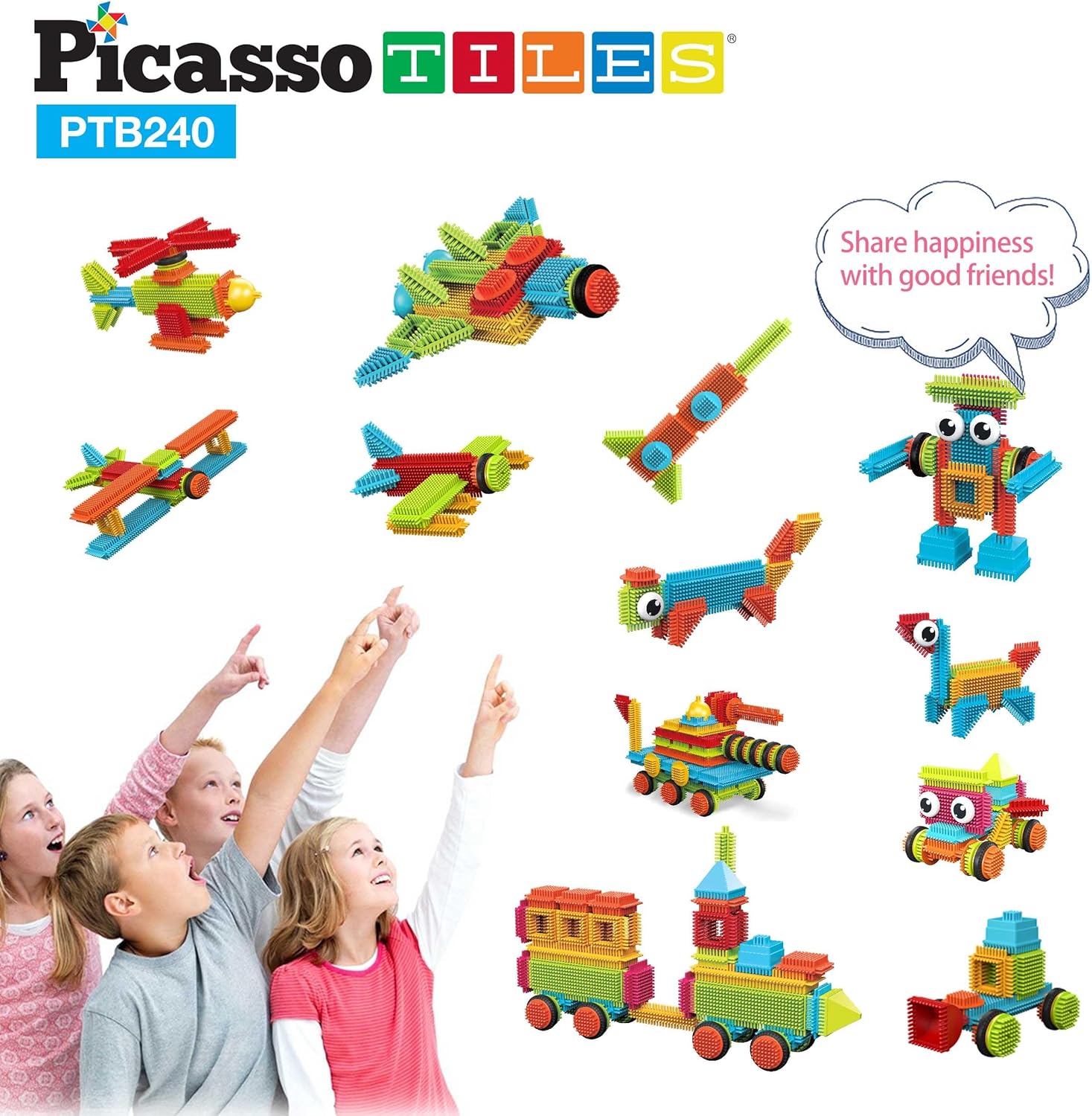 PicassoTiles 8 Styles Interlocking Sensory Toys Wooden Burr Cube Ball and Barrels Logic Skill Genius Puzzle Brain Teaser Games ampamp Intellectual 3D Assembling Educational Toy Set for Kids ampamp Adults PTP08Hedgehog 240pc