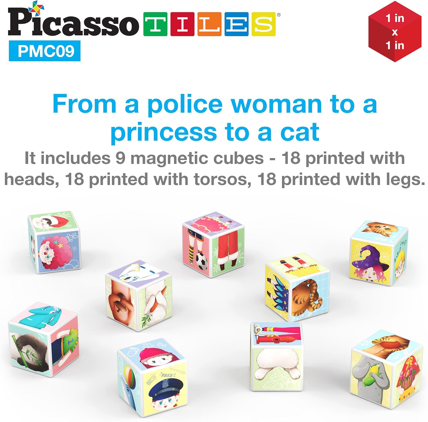 PicassoTiles Magnet Cube Winter Ice Themed Mix and Match Building Block Castle Construction Toy with 7 Magnetic Cubed Character Action Figures STEM Learning Education Sensory Pretend Play Age 3 PMC72Kid