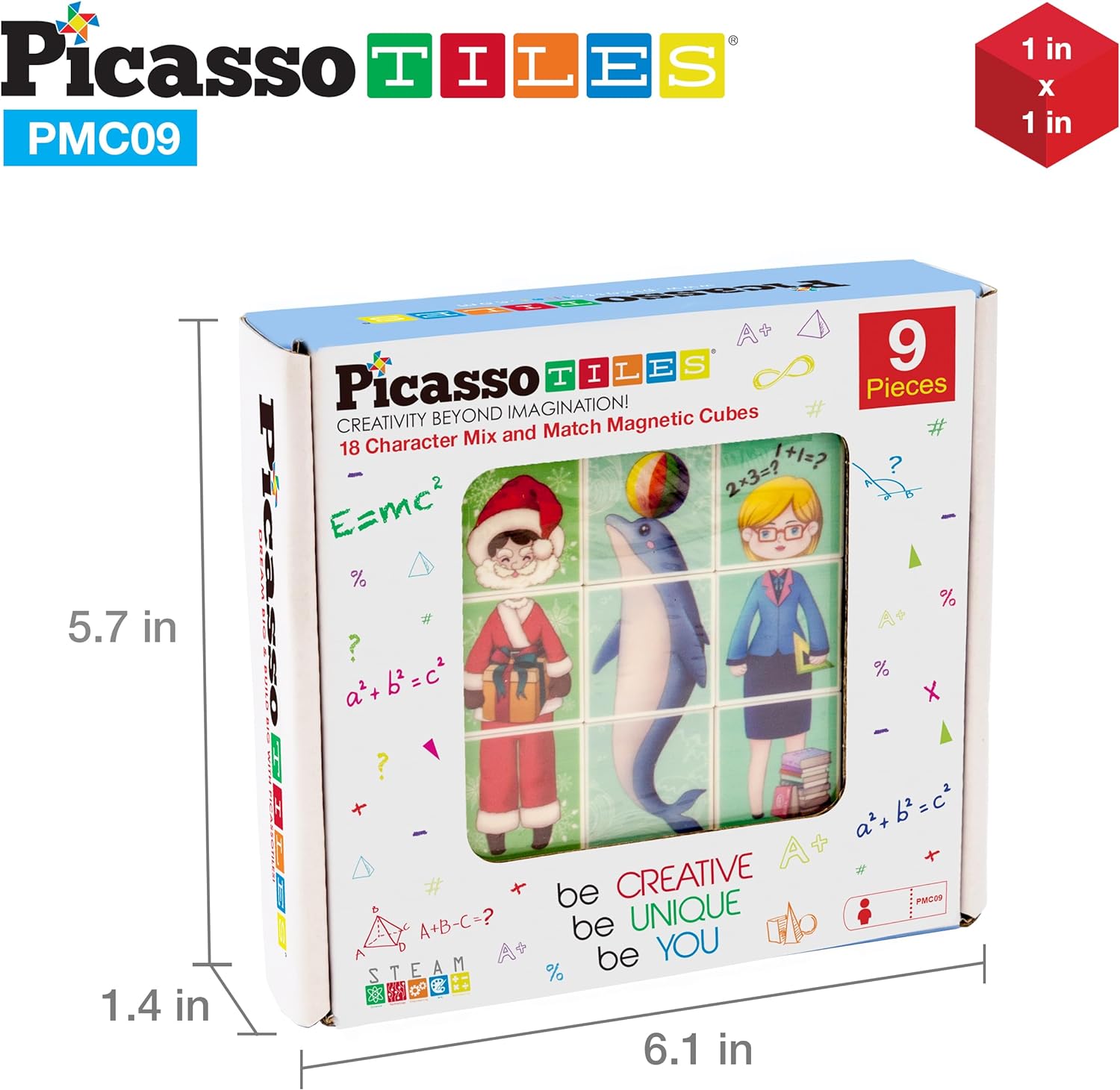 PicassoTiles Magnet Cube Winter Ice Themed Mix and Match Building Block Castle Construction Toy with 7 Magnetic Cubed Character Action Figures STEM Learning Education Sensory Pretend Play Age 3 PMC72Kid