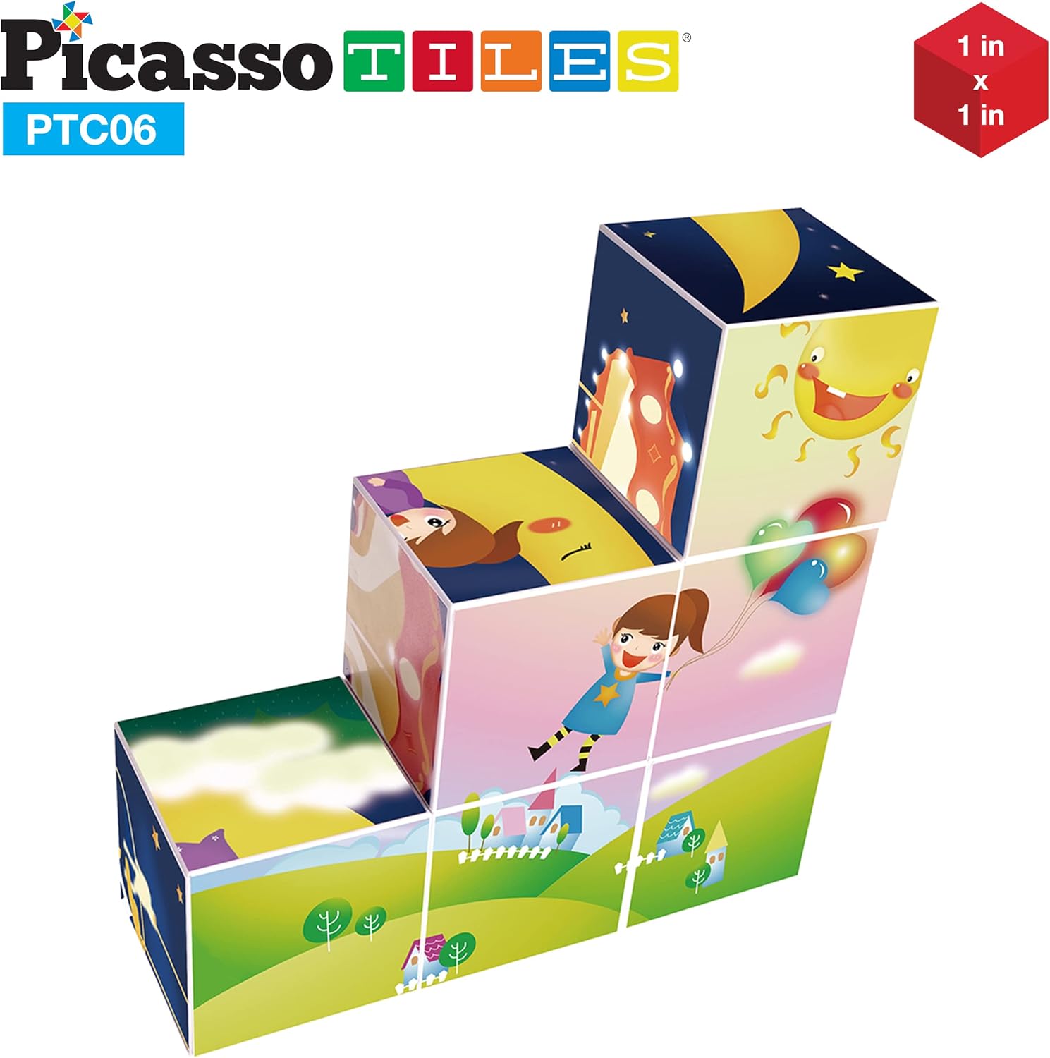 PicassoTiles Magnet Cube Winter Ice Themed Mix and Match Building Block Castle Construction Toy with 7 Magnetic Cubed Character Action Figures STEM Learning Education Sensory Pretend Play Age 3 PMC72Girl