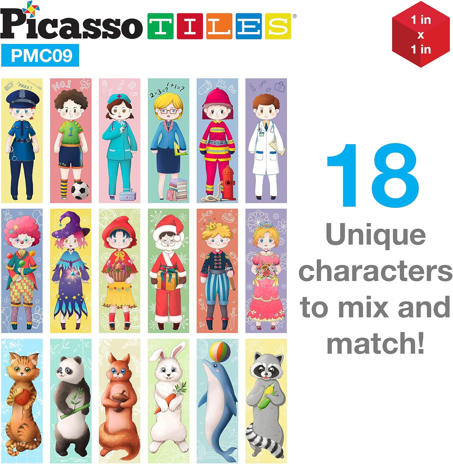 PicassoTiles Magnet Cube Winter Ice Themed Mix and Match Building Block Castle Construction Toy with 7 Magnetic Cubed Character Action Figures STEM Learning Education Sensory Pretend Play Age 3 PMC72Kid