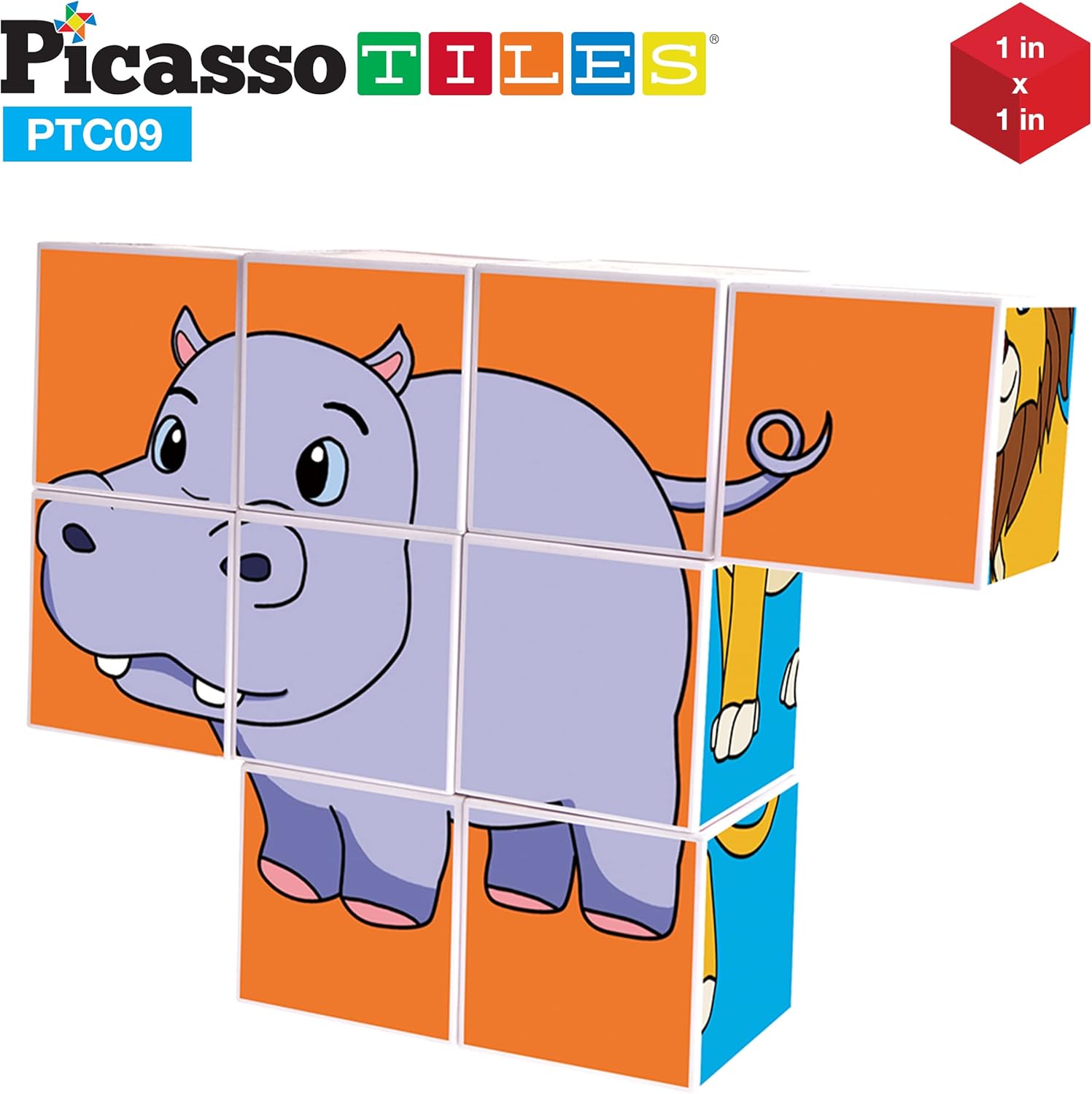 PicassoTiles Magnet Cube Winter Ice Themed Mix and Match Building Block Castle Construction Toy with 7 Magnetic Cubed Character Action Figures STEM Learning Education Sensory Pretend Play Age 3 PMC72Zoo