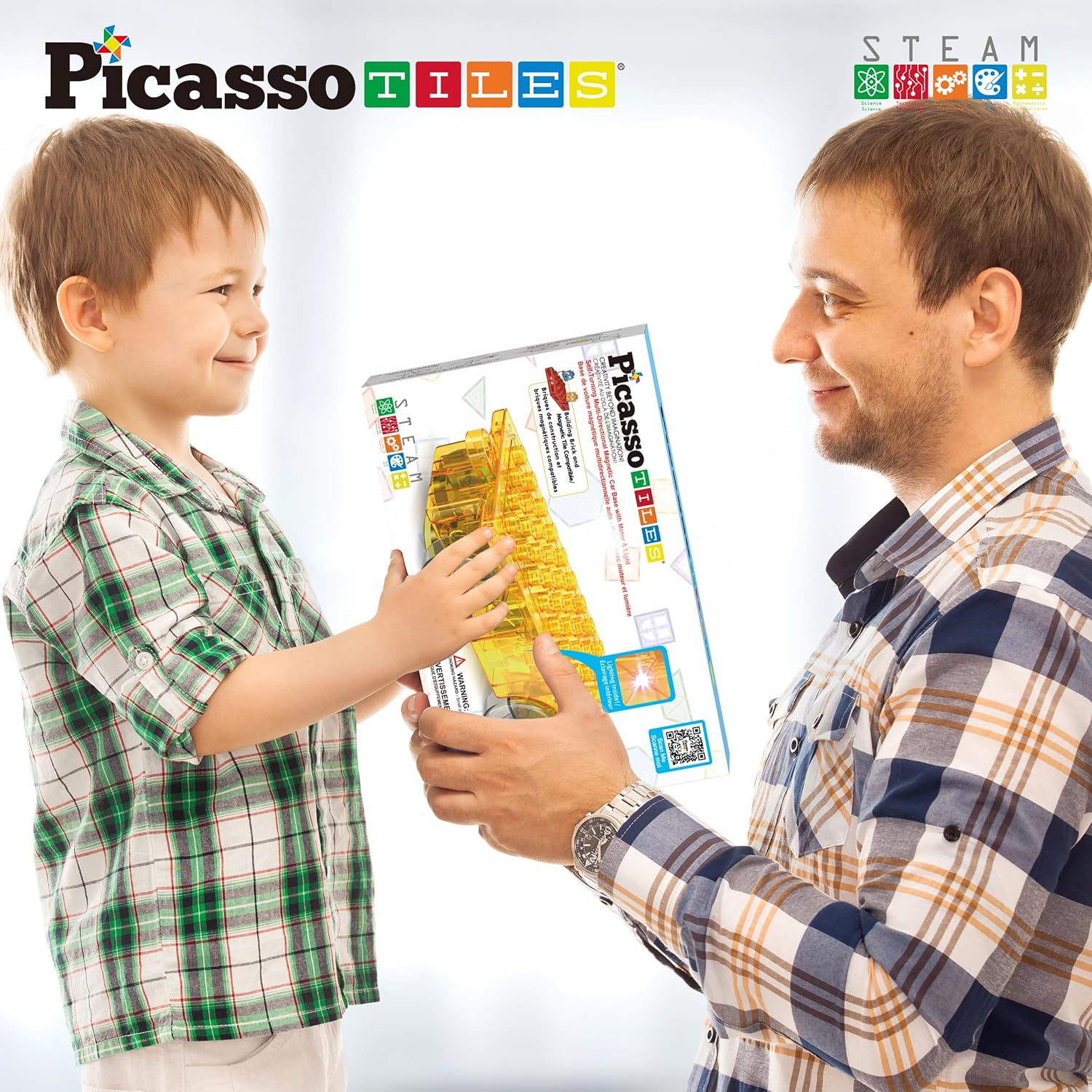 PicassoTiles Magnet Tiles Building Block 2in1 Excavator ampamp Backhoe Brick Compatible Construction Playset with Car Base Magnetic Character Action Figure STEM Educational Learning Toy Kit Age 3 PTU04Light And Motor