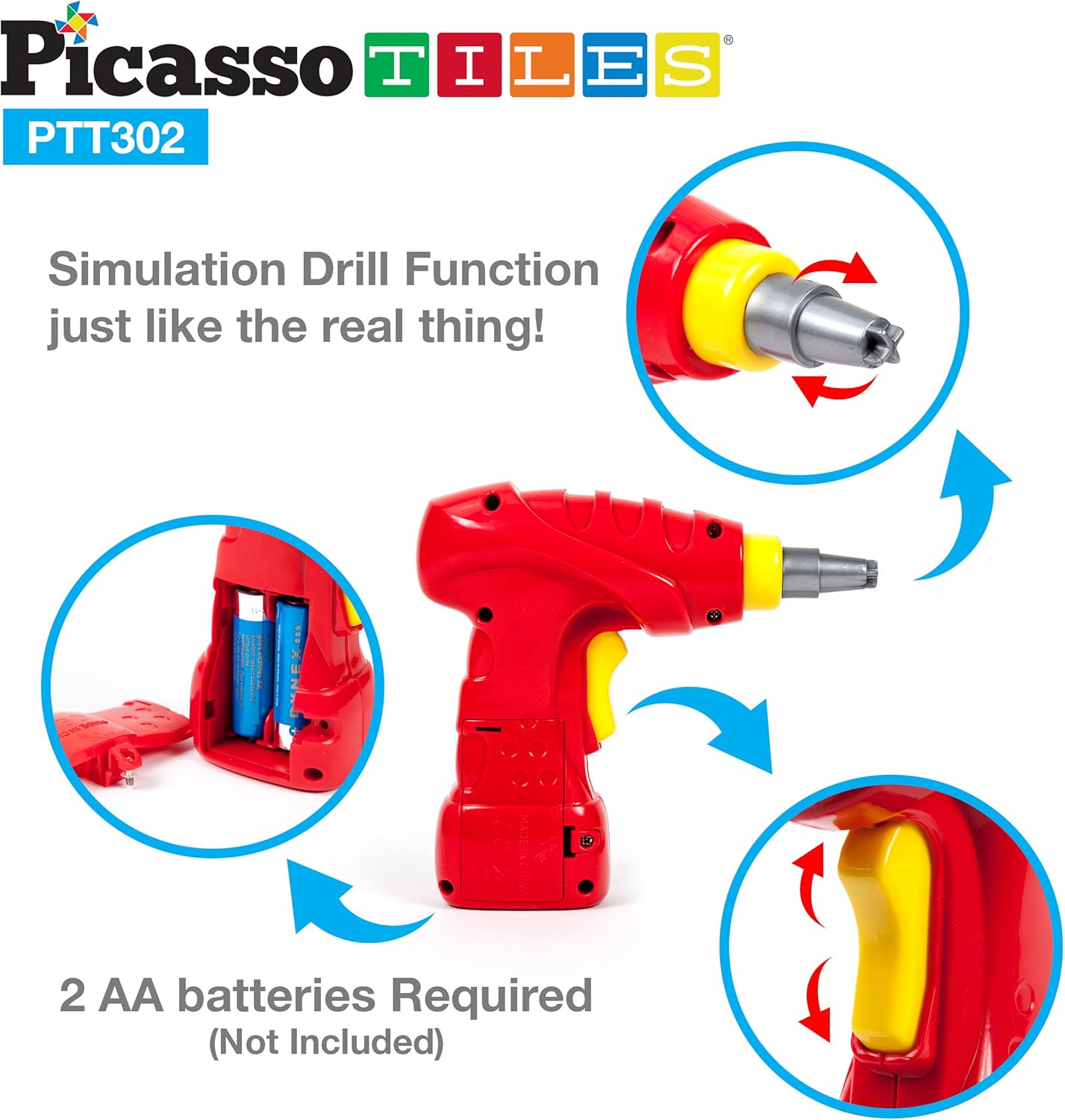 PicassoTiles TakeAPart Race Car Set with LED Engine Sound Mini Electric Power Tool Reversible Drill Screws Included PTT302 2in1 DIY Construction Build Your Own 30pc Racing Car STEAM Kit