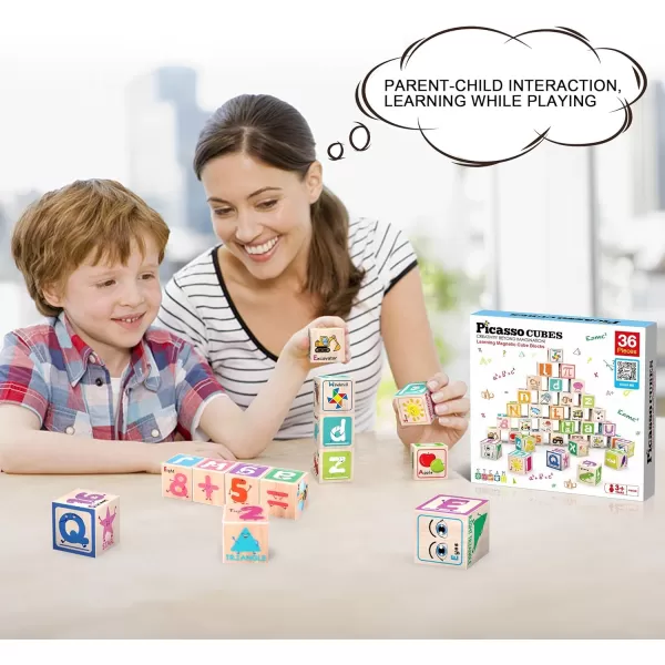 Magnetic Cubes Magnet Building Block Sensory Activity Center 1quot Puzzle Cube 216 Pattern Early Education Toy Letter Alphabet Number Shape STEAM Learning Blocks Boy Girl Toddlers 3 Montessori