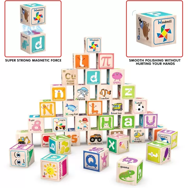 Magnetic Cubes Magnet Building Block Sensory Activity Center 1quot Puzzle Cube 216 Pattern Early Education Toy Letter Alphabet Number Shape STEAM Learning Blocks Boy Girl Toddlers 3 Montessori