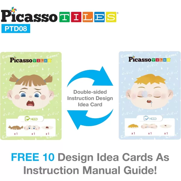 PicassoTiles 108pcs Reusable Magnetic Face Sticker Puzzle Book Drawing Board Set for KidsEducational and Learning Activity Books Toys ampamp Activity STEM Learning Toys Early Education ToysGifts Boys