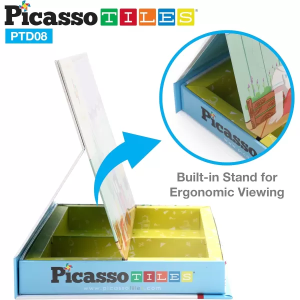 PicassoTiles 108pcs Reusable Magnetic Face Sticker Puzzle Book Drawing Board Set for KidsEducational and Learning Activity Books Toys ampamp Activity STEM Learning Toys Early Education ToysGifts Boys