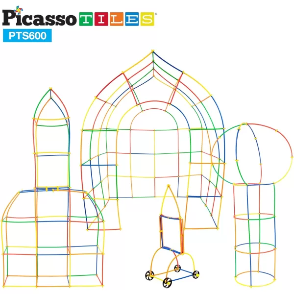 PicassoTiles 8 Styles Interlocking Sensory Toys Wooden Burr Cube Ball and Barrels Logic Skill Genius Puzzle Brain Teaser Games ampamp Intellectual 3D Assembling Educational Toy Set for Kids ampamp Adults PTP08Straw600pc