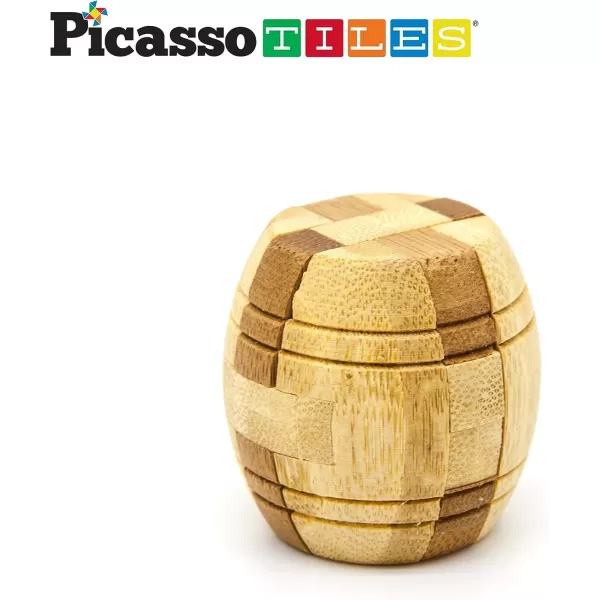 PicassoTiles 8 Styles Interlocking Sensory Toys Wooden Burr Cube Ball and Barrels Logic Skill Genius Puzzle Brain Teaser Games ampamp Intellectual 3D Assembling Educational Toy Set for Kids ampamp Adults PTP08Wood 8styles