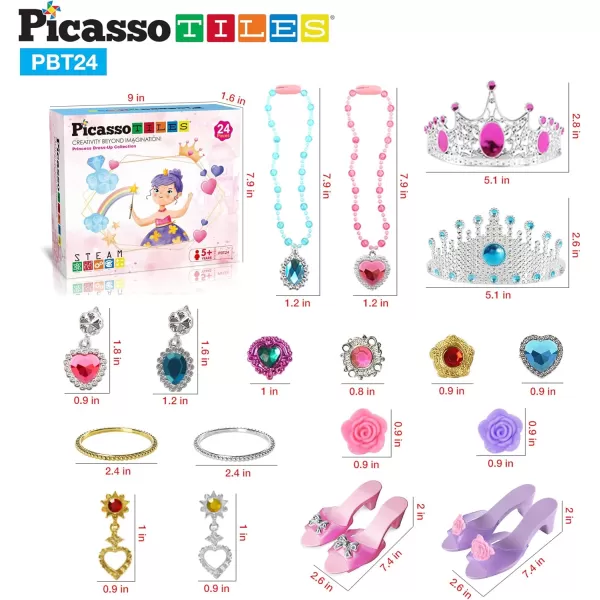 PicassoTiles Kids Fairytale Royal Princess Dress Up Pretend Play Tiara Jewelry Boutique Shoes ampamp Fashion Accessories Toy Collection For Girls Children Ages 5 STEM Creative Imagination Toys
