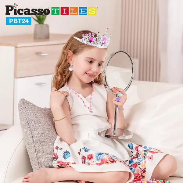 PicassoTiles Kids Fairytale Royal Princess Dress Up Pretend Play Tiara Jewelry Boutique Shoes ampamp Fashion Accessories Toy Collection For Girls Children Ages 5 STEM Creative Imagination Toys