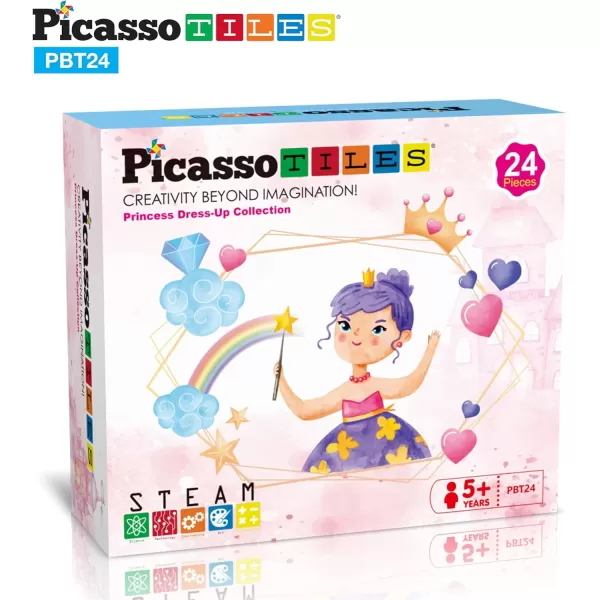 PicassoTiles Kids Fairytale Royal Princess Dress Up Pretend Play Tiara Jewelry Boutique Shoes ampamp Fashion Accessories Toy Collection For Girls Children Ages 5 STEM Creative Imagination Toys