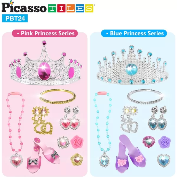 PicassoTiles Kids Fairytale Royal Princess Dress Up Pretend Play Tiara Jewelry Boutique Shoes ampamp Fashion Accessories Toy Collection For Girls Children Ages 5 STEM Creative Imagination Toys