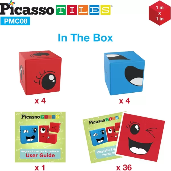 PicassoTiles Magnet Cube Winter Ice Themed Mix and Match Building Block Castle Construction Toy with 7 Magnetic Cubed Character Action Figures STEM Learning Education Sensory Pretend Play Age 3 PMC72Smile