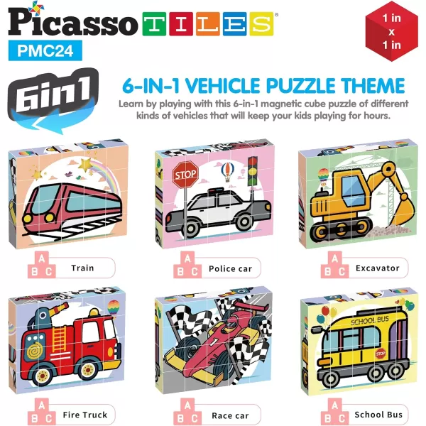 PicassoTiles Magnet Cube Winter Ice Themed Mix and Match Building Block Castle Construction Toy with 7 Magnetic Cubed Character Action Figures STEM Learning Education Sensory Pretend Play Age 3 PMC72Car