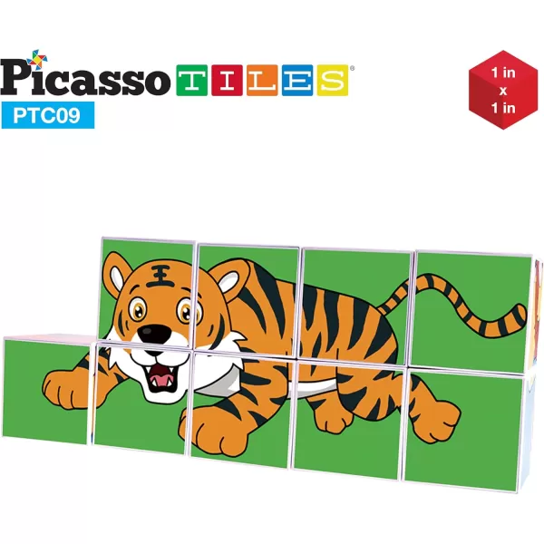 PicassoTiles Magnet Cube Winter Ice Themed Mix and Match Building Block Castle Construction Toy with 7 Magnetic Cubed Character Action Figures STEM Learning Education Sensory Pretend Play Age 3 PMC72Zoo