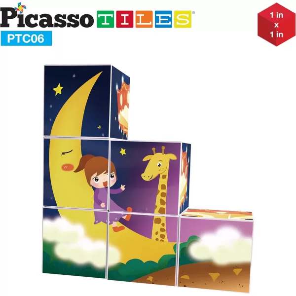 PicassoTiles Magnet Cube Winter Ice Themed Mix and Match Building Block Castle Construction Toy with 7 Magnetic Cubed Character Action Figures STEM Learning Education Sensory Pretend Play Age 3 PMC72Girl