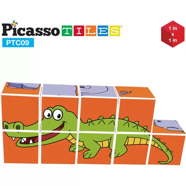 PicassoTiles Magnet Cube Winter Ice Themed Mix and Match Building Block Castle Construction Toy with 7 Magnetic Cubed Character Action Figures STEM Learning Education Sensory Pretend Play Age 3 PMC72Zoo