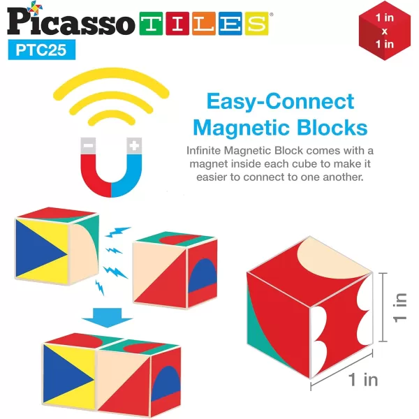 PicassoTiles Magnet Cube Winter Ice Themed Mix and Match Building Block Castle Construction Toy with 7 Magnetic Cubed Character Action Figures STEM Learning Education Sensory Pretend Play Age 3 PMC72Baby