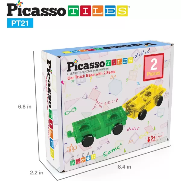 PicassoTiles Magnet Tiles Building Block 2in1 Excavator ampamp Backhoe Brick Compatible Construction Playset with Car Base Magnetic Character Action Figure STEM Educational Learning Toy Kit Age 3 PTU04yellowgreen