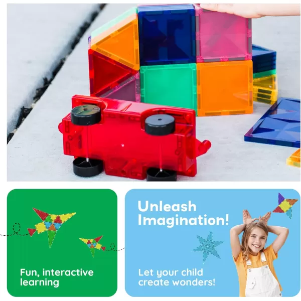 PicassoTiles Magnet Tiles Building Block 2in1 Excavator ampamp Backhoe Brick Compatible Construction Playset with Car Base Magnetic Character Action Figure STEM Educational Learning Toy Kit Age 3 PTU04redblue