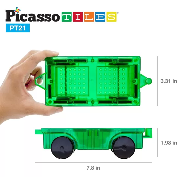PicassoTiles Magnet Tiles Building Block 2in1 Excavator ampamp Backhoe Brick Compatible Construction Playset with Car Base Magnetic Character Action Figure STEM Educational Learning Toy Kit Age 3 PTU04yellowgreen
