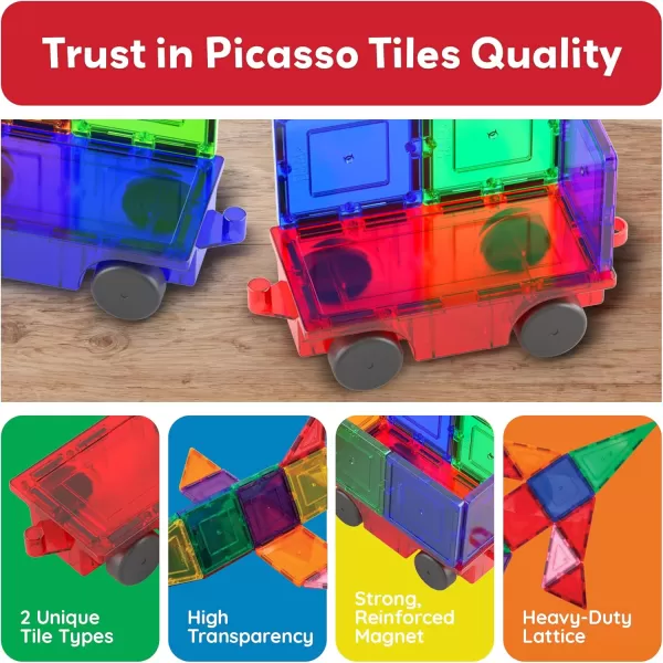 PicassoTiles Magnet Tiles Building Block 2in1 Excavator ampamp Backhoe Brick Compatible Construction Playset with Car Base Magnetic Character Action Figure STEM Educational Learning Toy Kit Age 3 PTU04redblue