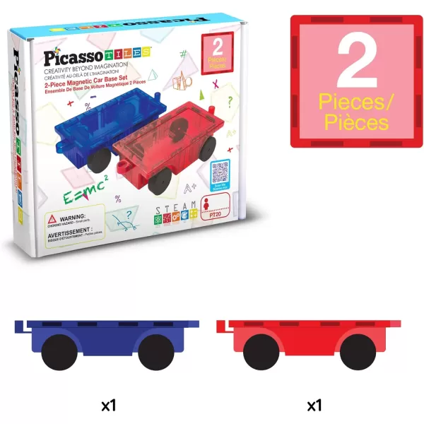 PicassoTiles Magnet Tiles Building Block 2in1 Excavator ampamp Backhoe Brick Compatible Construction Playset with Car Base Magnetic Character Action Figure STEM Educational Learning Toy Kit Age 3 PTU04redblue